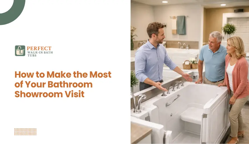 Perfect Walk-In Bath Tubs showroom consultation with couple